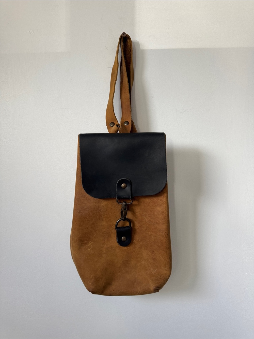 Leather Handmade Brown and Black Backpack